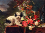 Camellias And A Terrier On A Console - Adriana-Johanna Haanen