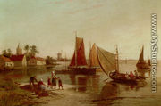 Dutch Fisherfolk Sorting The Catch - William Raymond Dommersen