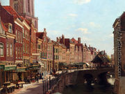 Townsfolk Shopping Along The Oude Gracht, Utrecht - Willem Johannes Oppenoorth