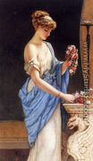 A Girl In Classical Dress Arranging A Garland Of Flowers - Auguste Jules Bouvier, N.W.S.
