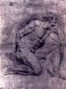 An Academic Study Of A Seated Male Nude (verso) - Gabriel François Doyen