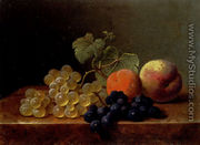 Grapes, An Orange And An Apple On A Marble Ledge - Emilie Preyer