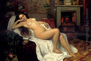 Reclining Nude On A Draped Sofa - Sergei Semenovich Egornov