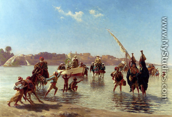 Figures Coming Ashore Near Luxor, Upper Egypt - Paul Rudolf Linke