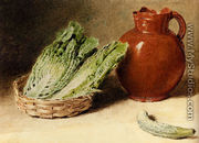 Still Life With A Jug, A Cabbage In A Basket And A Gherkin - William Henry Hunt