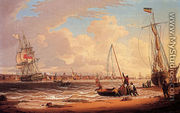 An English Vessel Off The Liverpool Waterfront On The River Mersey - Robert Salmon