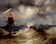 The Irwin Lighthouse, Storm Raging - James Wilson Carmichael