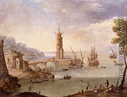 Harbour Scene With Ships By A Fortification - Orazio Grevenbroeck