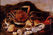 Still Life Of A Crab, Shells And Coral In A Landscape - Paolo Porpora