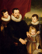 Portrait Of A Nobleman And Three Children - Cornelis De Vos