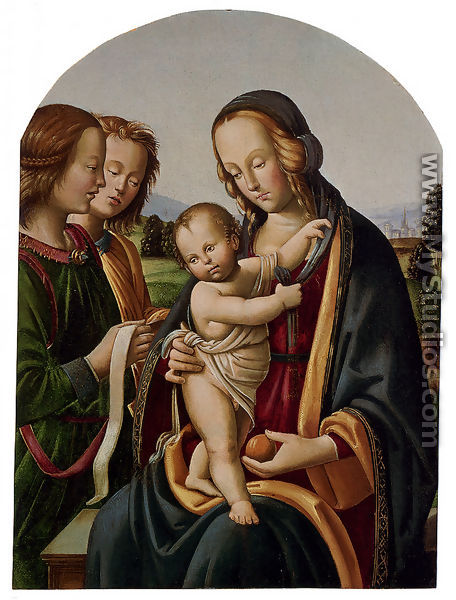 Madonna And Child With Two Angels - Rocco Zoppo
