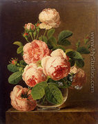 Still Life Of Roses In A Glass Vase - Jan Frans Van Dael