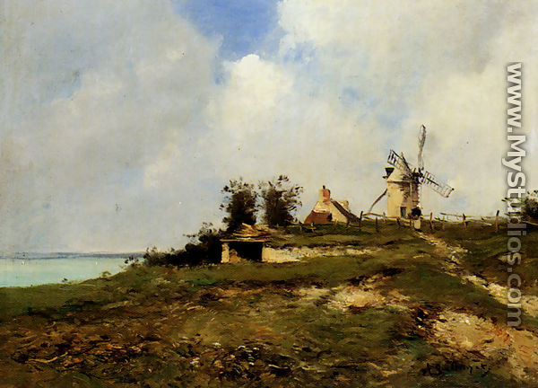 A Coastal Landscape With Windmill - Jean Baptiste Antoine Guillemet
