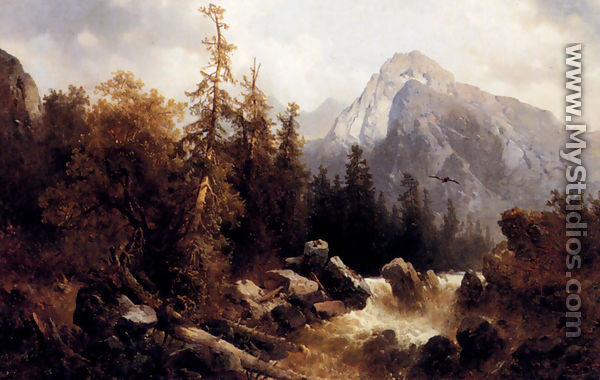 A Mountainous River Landscape - Josef Thoma