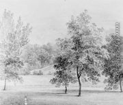 View of David Hosack Estate, Hyde Park, New York, with a Sundial (from Hosack Album) - Thomas Kelah Wharton