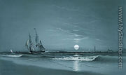 Entrance to Harbor--Moonlight - David Johnson Kennedy