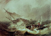 Rowing to rescue shipwrecked sailors off the Northumberland Coast - James Wilson Carmichael
