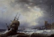 Ships Beating off a Lee Shore - James Wilson Carmichael