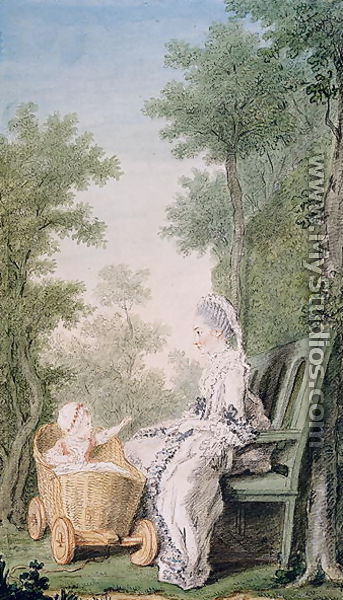 Adelaide Mancini, Duchess of Cosse, and her Daughter, Madame de Portemar as a Child, 1766 - Louis (Carrogis) de Carmontelle