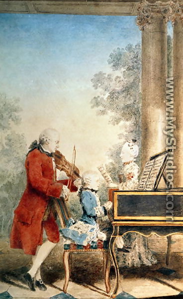 Leopold Mozart (1719-87) and his two children, Wolfgang Amadeus (1756-91) and Maria-Anna, known as 