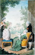 The Marquise of Ecquevilly, the Marquis of Joyeuse, their granddaughter Mademoiselle d'Ecquevilly and her maid - Louis (Carrogis) de Carmontelle