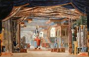 Egyptian Stage Design for Act III of 'Moise et Pharaon' by Rossini, first produced in Paris on 26th March 1827 - Auguste Caron