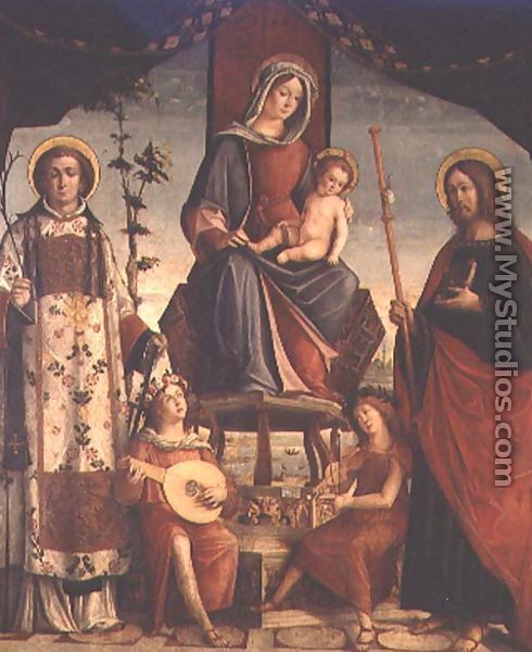 Madonna and Child with SS.James The Greater and Lawrence - Baldassare di Matteo, the Younger Carrari