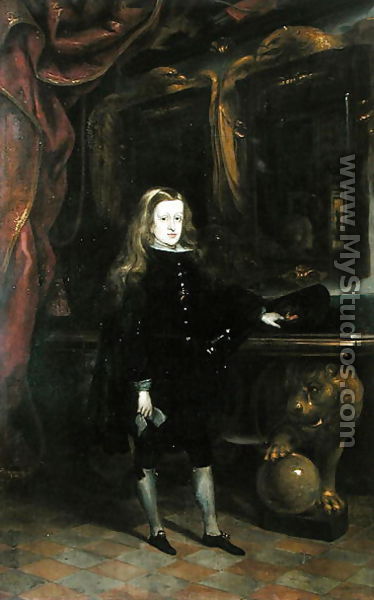 Portrait of Charles II (1661-1700) of Habsbourg aged 12, 1673-85 - Juan Carreno De Miranda