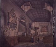 Interior View of the Church of St. Giles, Cripplegate, looking west, showing the Monument of Constance Whitney - John Carter