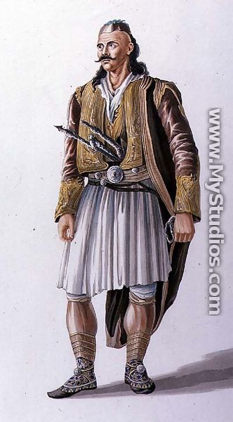Captain of Suliote Albanians, illustration from Canto II of 