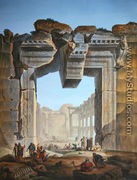Main gate of a temple situated south of the Temple of the Sun at Baalbec, c.1800 - Louis Francois Cassas