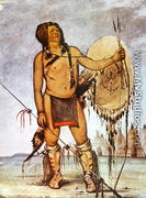Comanche warrior with a shield, lance and bow and arrows, c.1835 - George Catlin