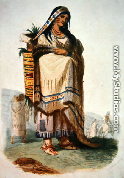 Sioux mother with baby in a cradleboard - George Catlin