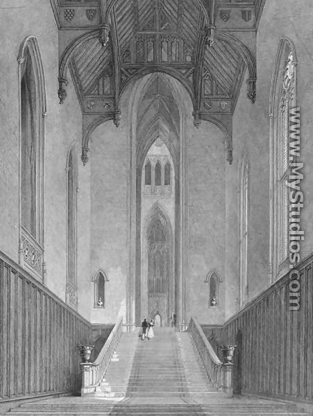 The Great Western Hall leading to the Grand Saloon or Octagon, Fonthill Abbey, 1823 - George Cattermole