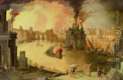 The Burning of Troy - Louis de Caulery