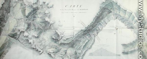Map of the New Simplon Pass, 1803 - Nicolas Ceard