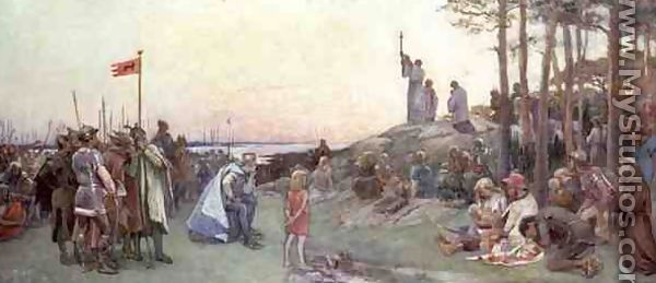 Ansgar Preaching Christianity, 1889 - Gustaf Olaf Cederstrom
