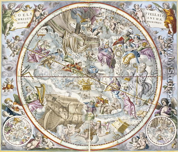 Map of the Christian Constellations as Depicted by Julius Schiller, from 