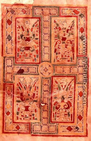 Cruciform page, frontispiece to the Gospel of St. Matthew, from the MacDurnan Gospels - Celtic