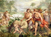 Romulus suckled by the she-wolf, from the Sala dei Horatii e Curacii - Giuseppe (d'Arpino) Cesari (Cavaliere)