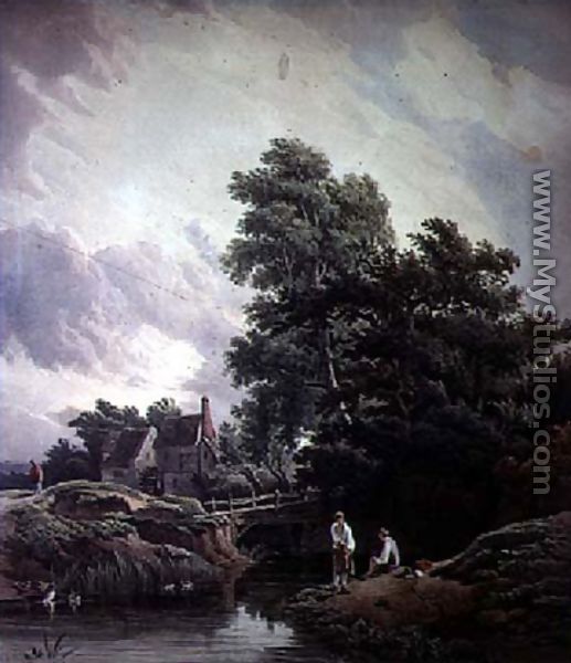 Landscape with Watermill and Figures - John James Chalon
