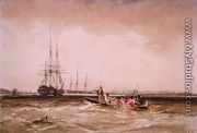 On the Medway (Marines Going out to the Indiaman, Northfleet), 1839 - George Chambers