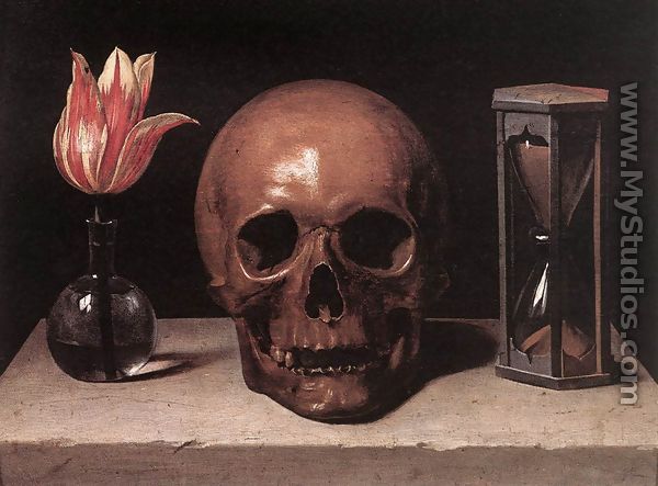 Vanitas Still Life with a Tulip, Skull and Hour-Glass - Philippe de Champaigne