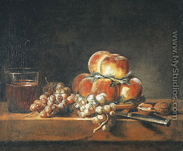 Still Life of Peaches, Nuts, Grapes and a Glass of Wine, 1758 - Jean-Baptiste-Simeon Chardin