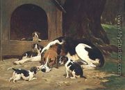 A Foxhound Bitch with her litter, 1880 - John Charlton