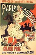 Reproduction of a poster advertising 'Paris Courses', at the Hippodrome de la Porte Maillot, Paris, 1890 - Jules Cheret