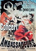 Reproduction of a poster advertising an 'Ambassadors' Concert', Champs Elysees, Paris, 1884 - Jules Cheret