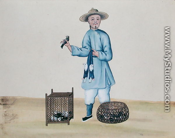 The Pigeon Seller, from a book on the street calls of Peking, c.1785 - Chinese School