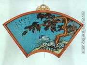 Imperial fan shaped wall panel, Qianlong period, 1736-95 - Chinese School