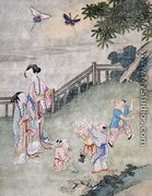 Children playing with kites - Chinese School